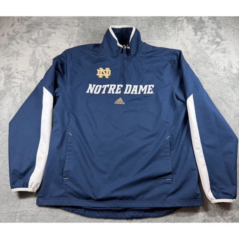 Notre Dame Fighting Irish Adidas‎ 1/4 Zip Pullover Jacket Men's M Navy NCAA